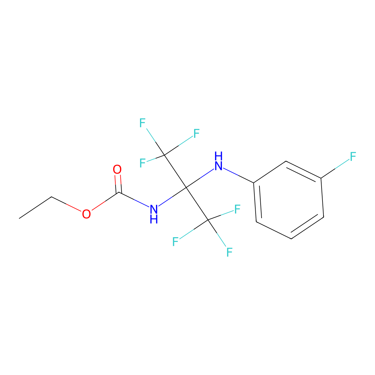 Ethyl 2,2,2-trifluoro-1-(3-fluoroanilino)-1-(trifluoromethyl)ethylcarbamate molecular structure, CAS 340030-32-2