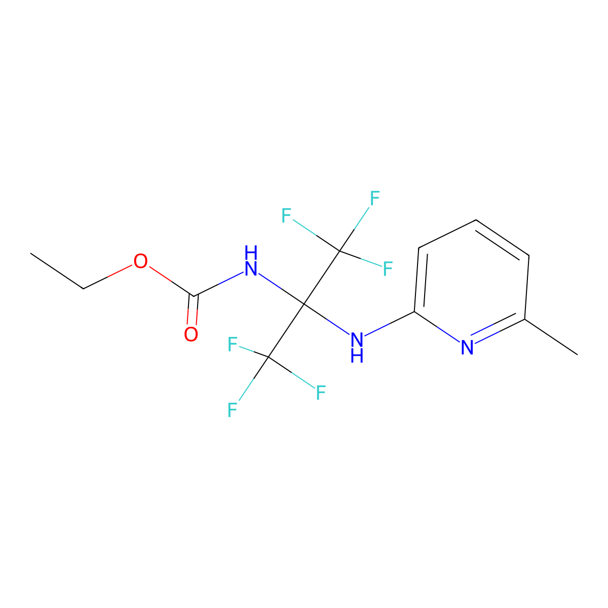 Ethyl 2,2,2-trifluoro-1-[(6-methyl-2-pyridinyl)amino]-1-(trifluoromethyl)ethylcarbamate molecular structure, CAS 340031-59-6