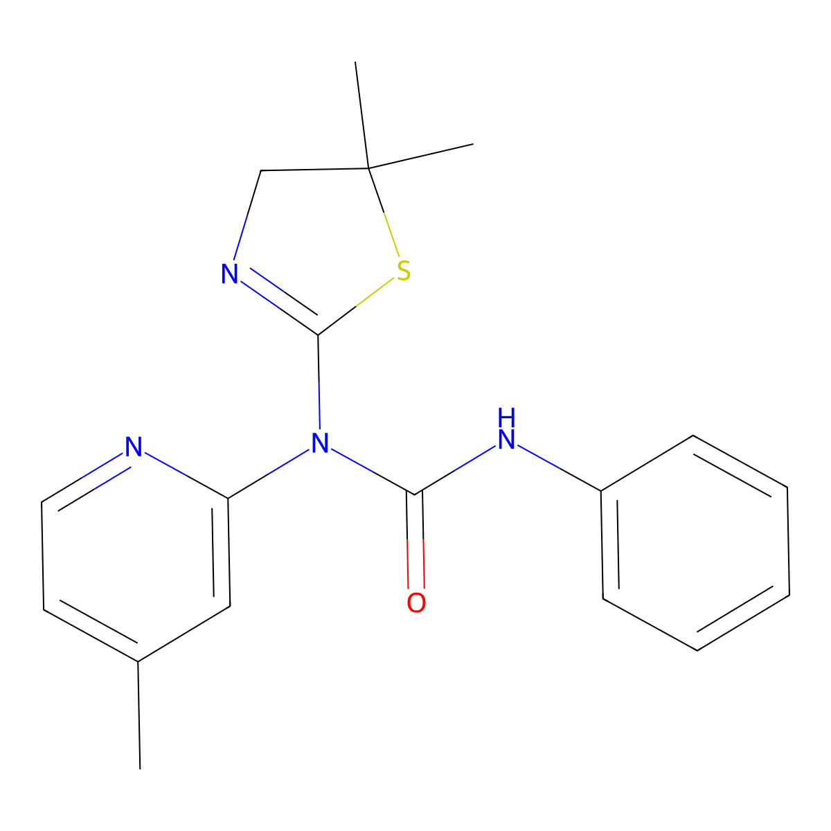 1-(5,5-dimethyl-4H-1,3-thiazol-2-yl)-1-(4-methylpyridin-2-yl)-3-phenylurea molecular structure, CAS 340032-75-9