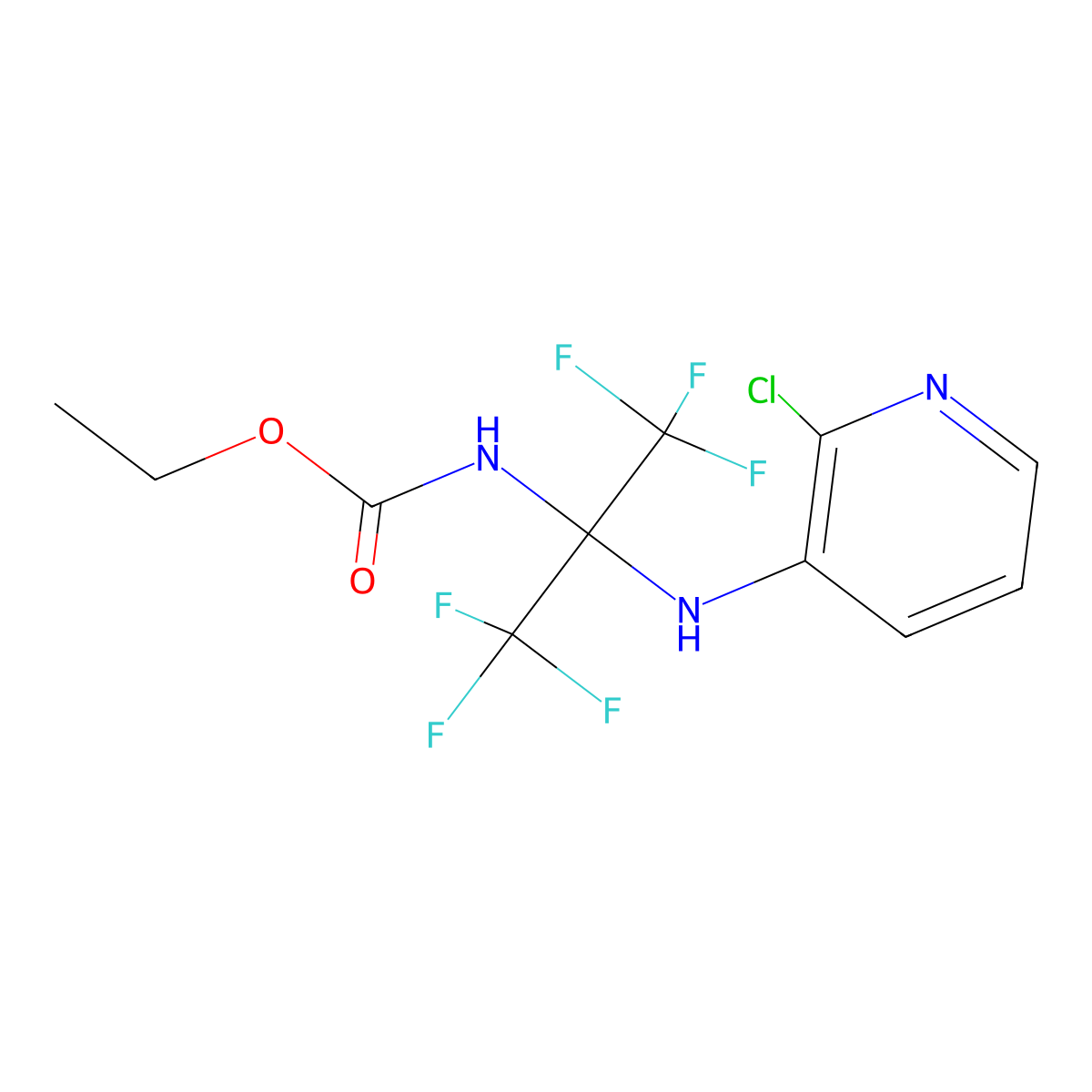 ethyl N-[1-[(2-chloro-3-pyridyl)amino]-2,2,2-trifluoro-1-(trifluoromethyl)ethyl]carbamate molecular structure, CAS 340033-55-8