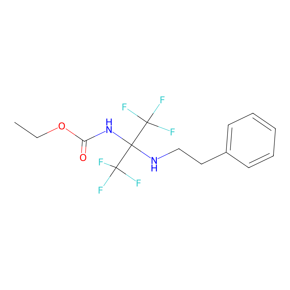Ethyl (1,1,1,3,3,3-hexafluoro-2-(phenethylamino)propan-2-yl)carbamate molecular structure, CAS 340033-66-1