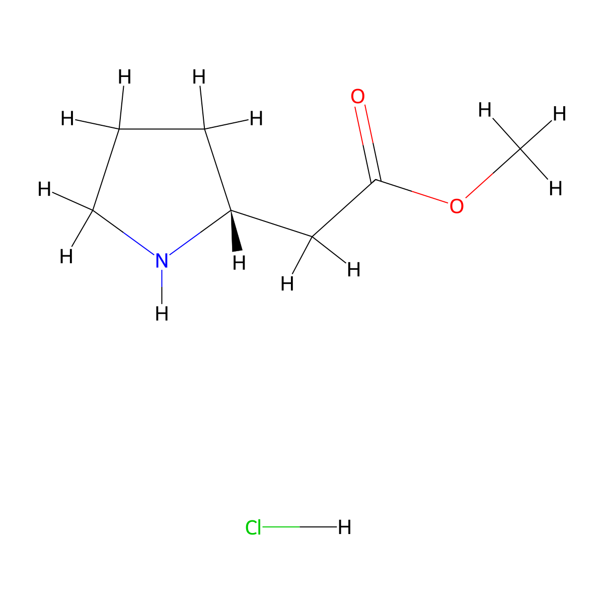 methyl 2-((2R)-pyrrolidin-2-yl)acetate hydrochloride molecular structure, CAS 340040-67-7