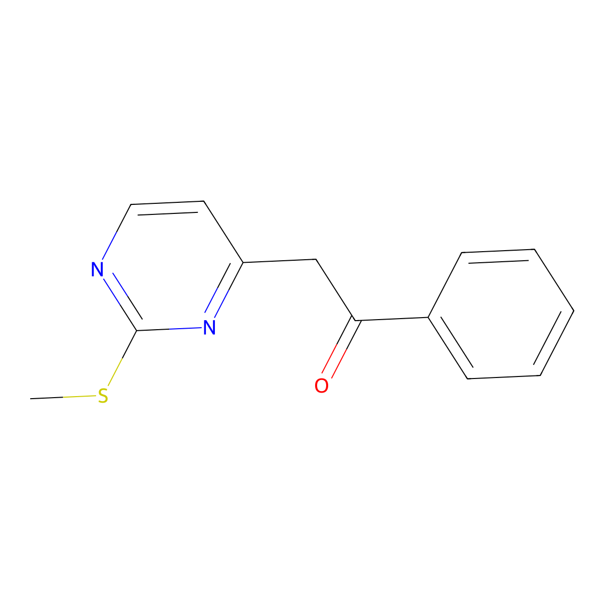 2-[2-(Methylsulfanyl)pyrimidin-4-yl]-1-phenylethan-1-one molecular structure, CAS 340042-28-6