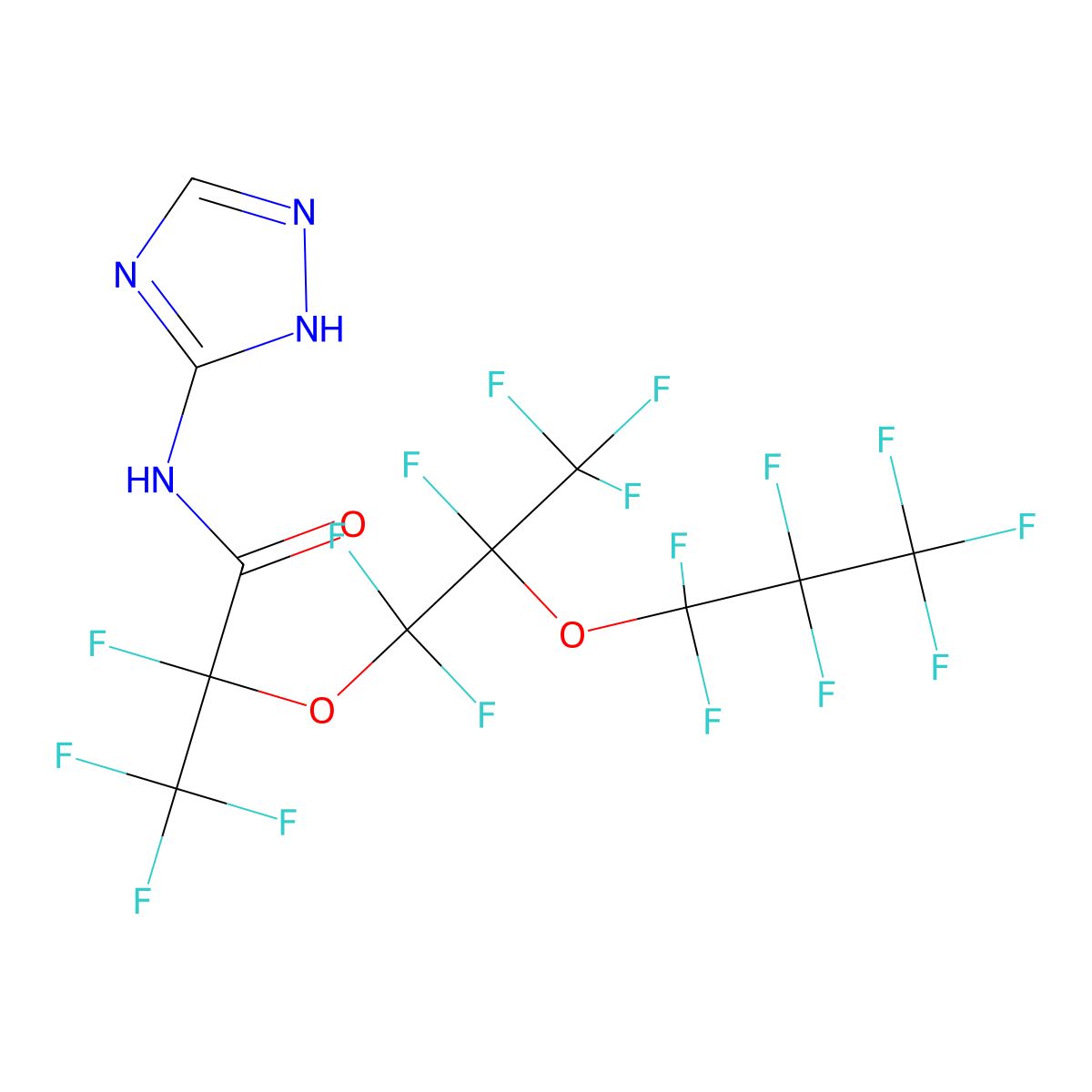 Propanamide, 2,3,3,3-tetrafluoro-2-[2-(perfluoropropoxy)perfluoropropoxy]-N-(1,2,4-triazol-3-yl)- molecular structure, CAS 340132-29-8