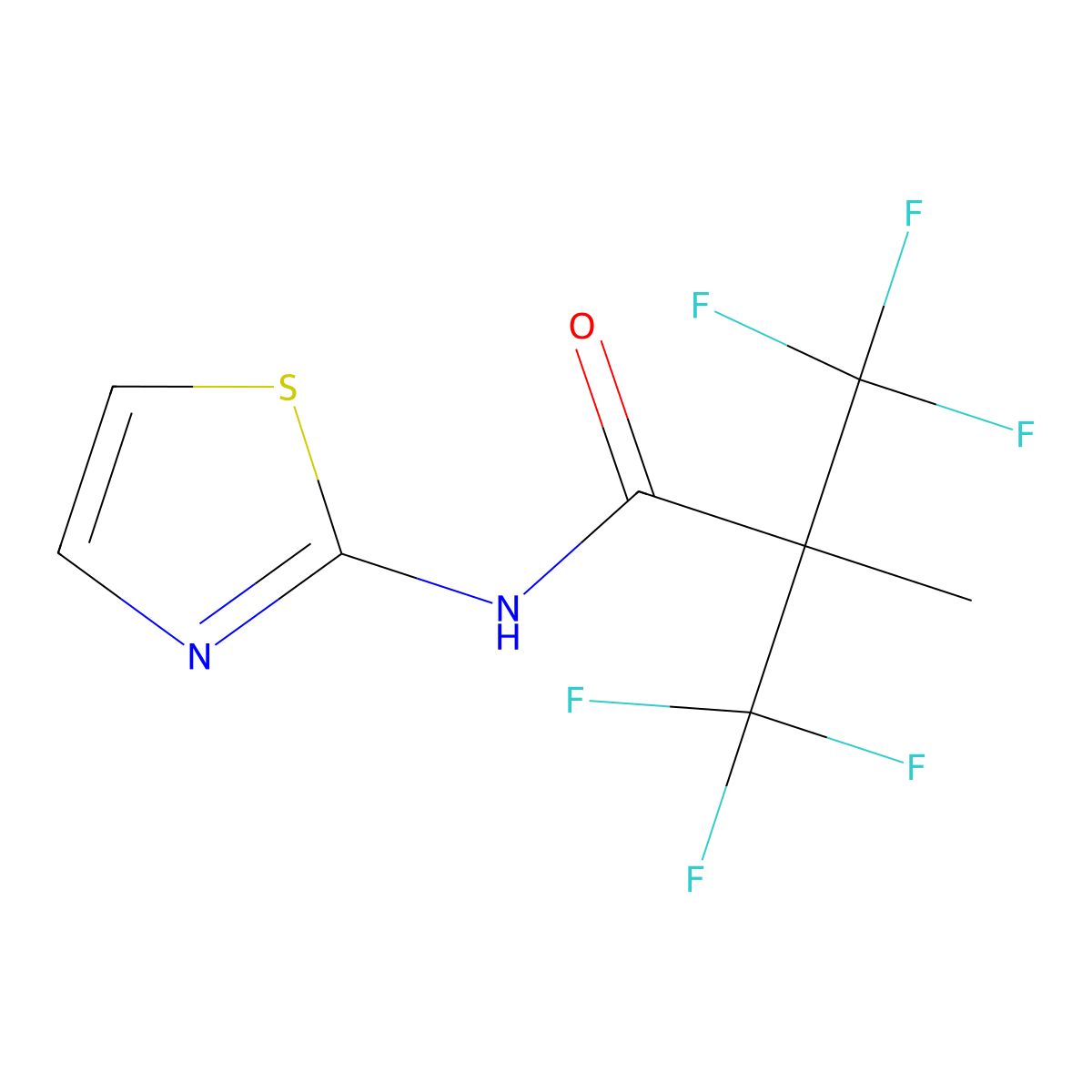 3,3,3-trifluoro-2-methyl-N-(1,3-thiazol-2-yl)-2-(trifluoromethyl)propanamide molecular structure, CAS 340133-31-5