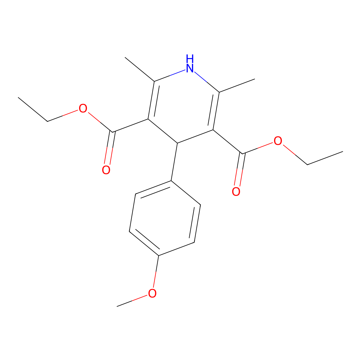 3,5-Pyridinedicarboxylic acid, 1,4-dihydro-4-(p-methoxyphenyl)-2,6-dimethyl-, diethyl ester molecular structure, CAS 34014-60-3