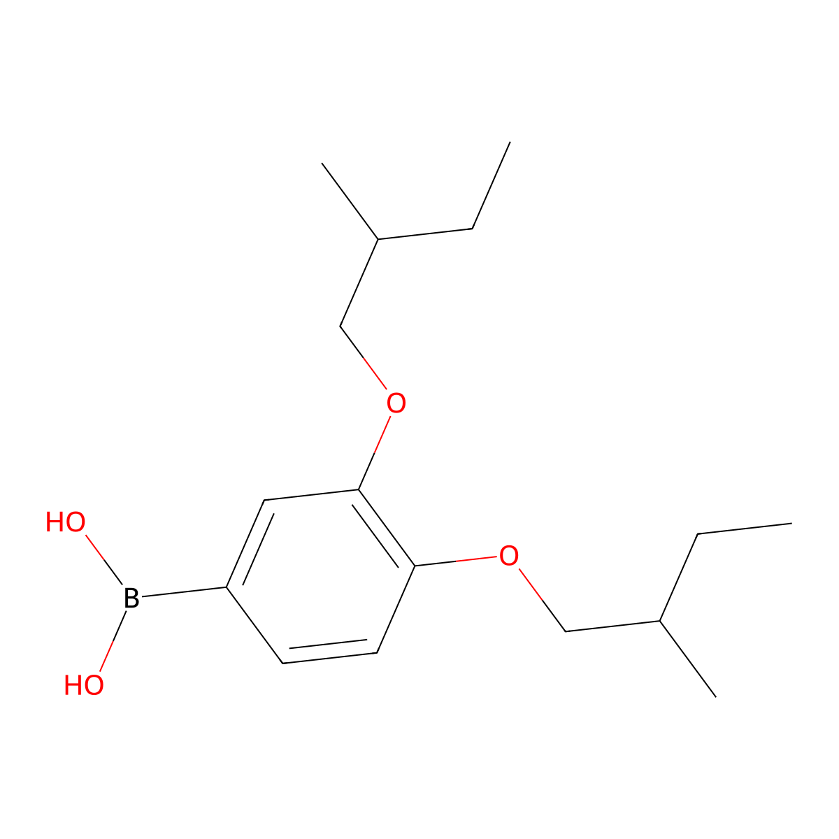 3,4-Bis(2-methylbutyloxy)benzeneboronic acid molecular structure, CAS 340148-67-6
