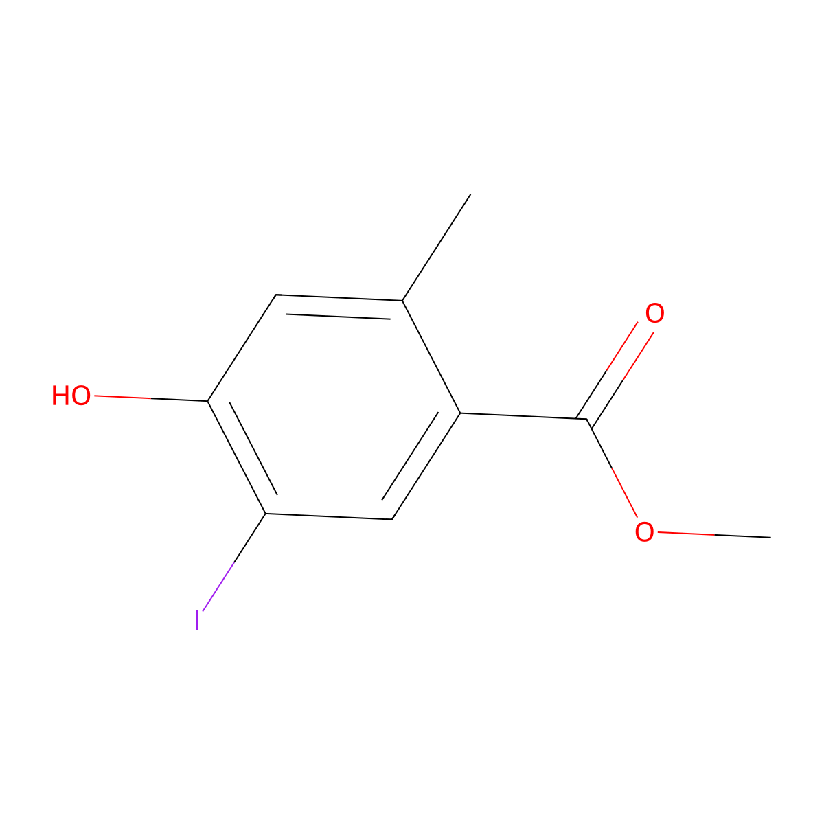 4-Hydroxy-5-iodo-2-methyl-benzoic acid methyl ester molecular structure, CAS 340158-54-5