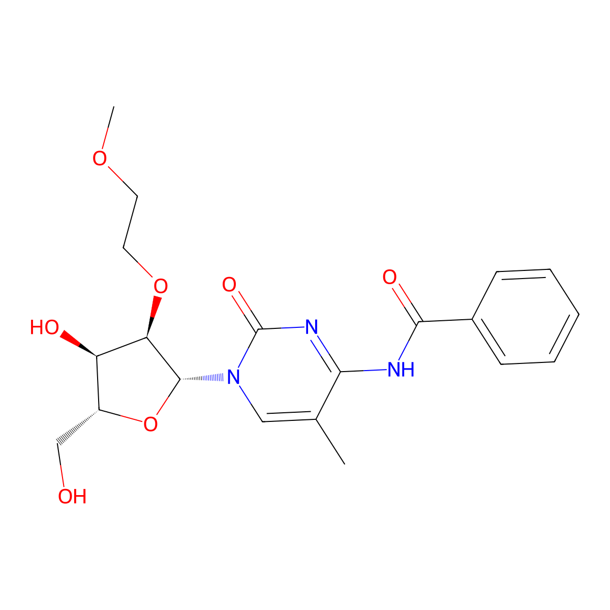 N-Benzoyl-2'-O-(2-methoxyethyl)-5-methylcytidine molecular structure, CAS 340162-93-8