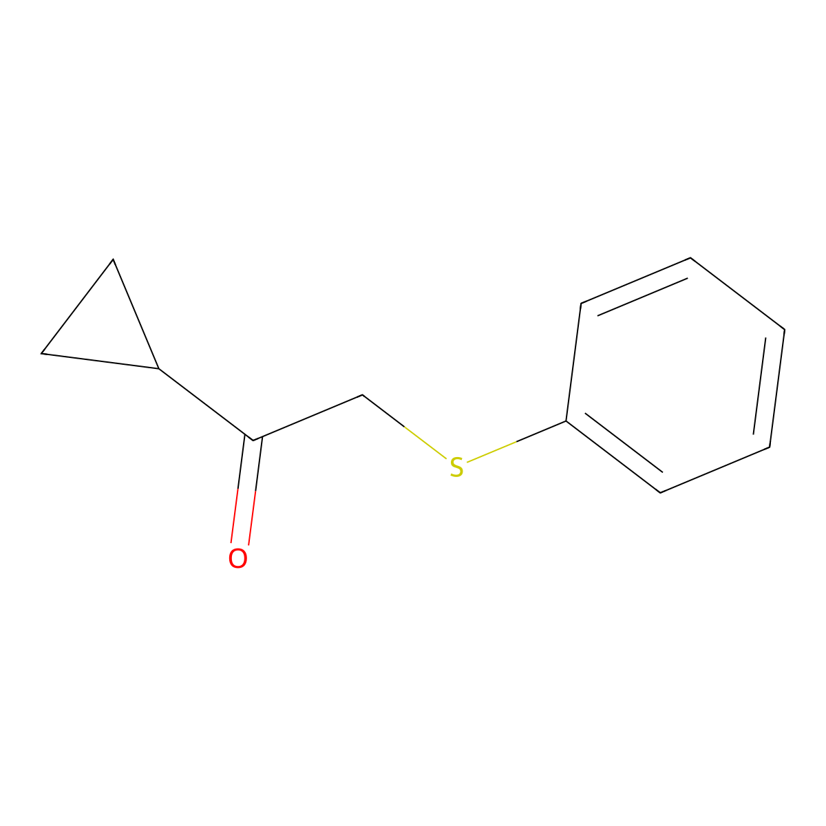 1-Cyclopropyl-2-(phenylthio)ethan-1-one molecular structure, CAS 340169-26-8