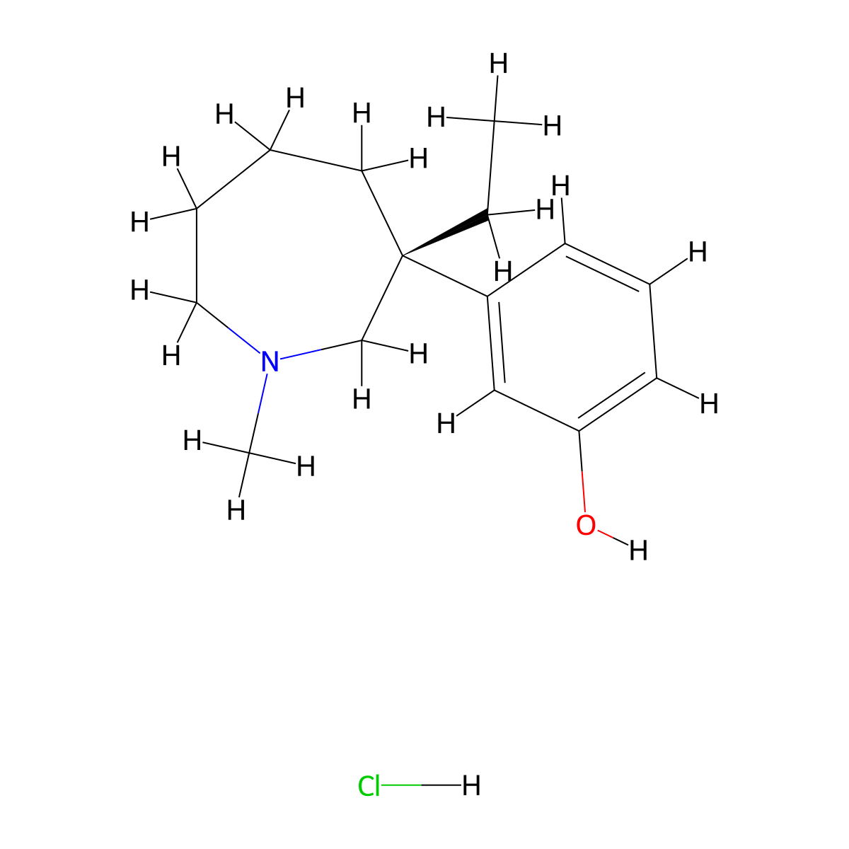 Meptazinol hydrochloride, (R)- molecular structure, CAS 34017-96-4