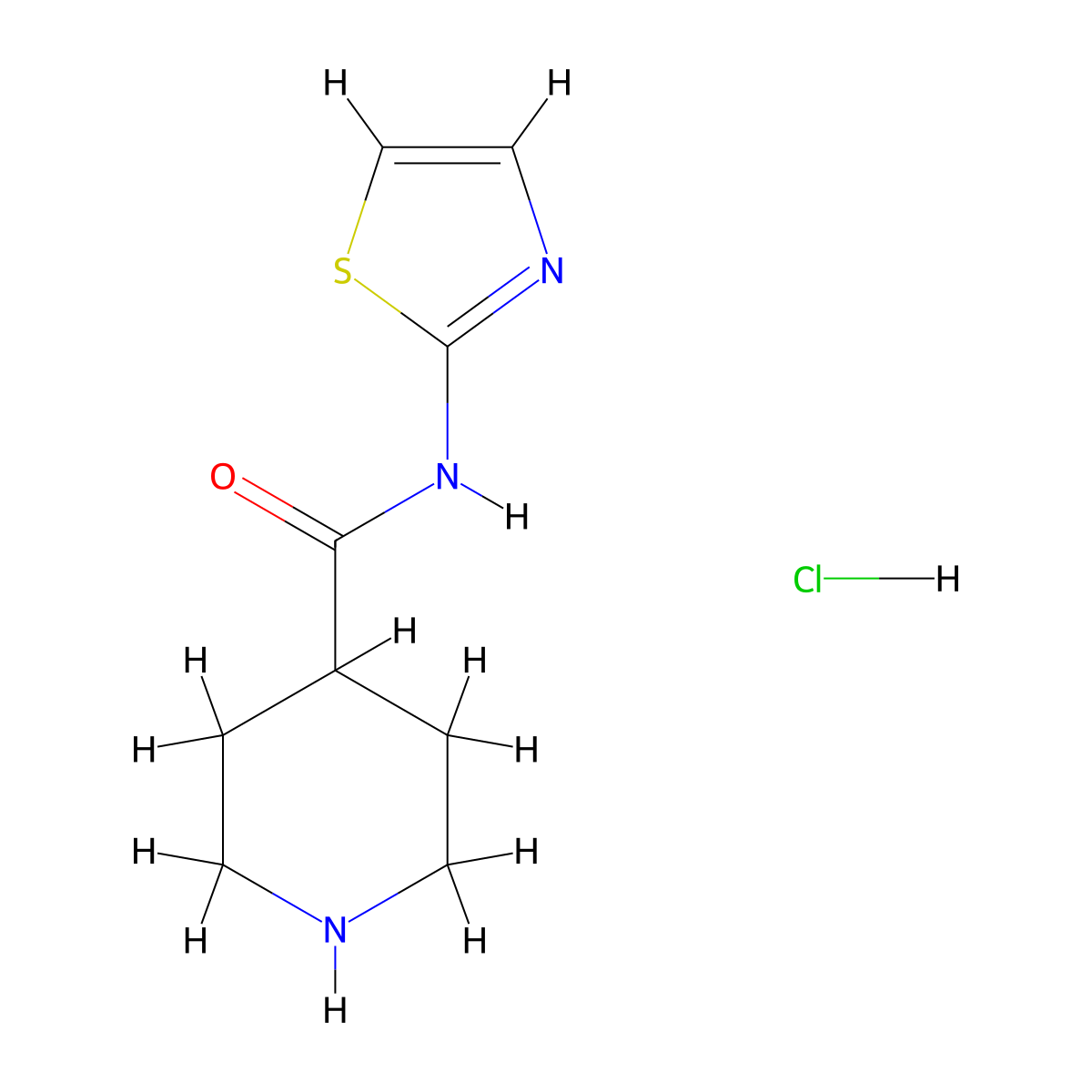 N-1,3-thiazol-2-ylpiperidine-4-carboxamide hydrochloride molecular structure, CAS 340179-84-2