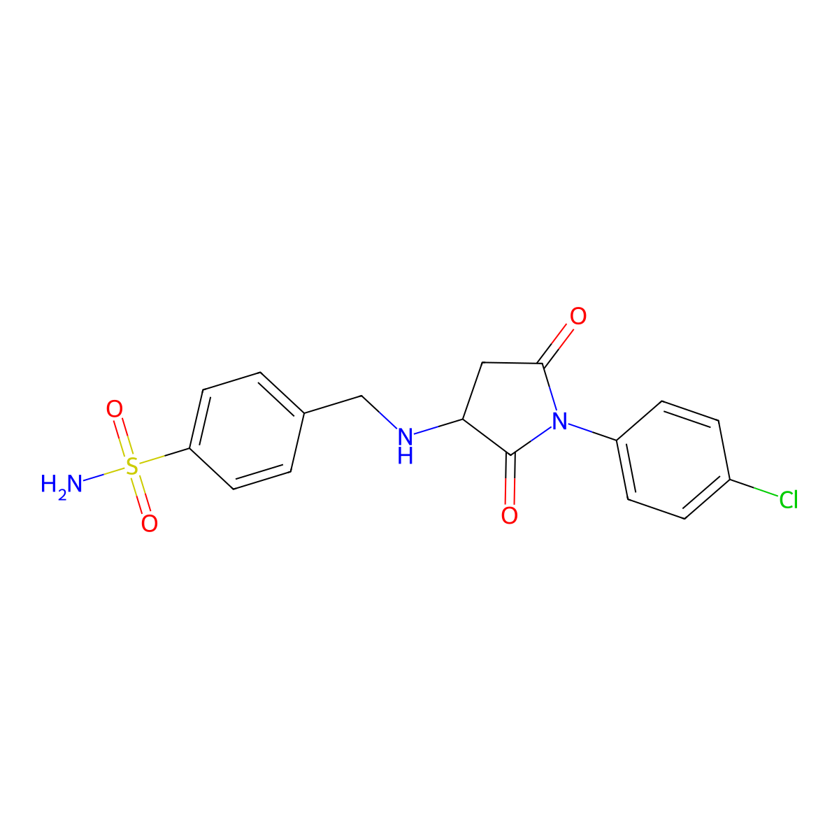 4-({[1-(4-Chlorophenyl)-2,5-dioxopyrrolidin-3-yl]amino}methyl)benzenesulfonamide molecular structure, CAS 340180-80-5