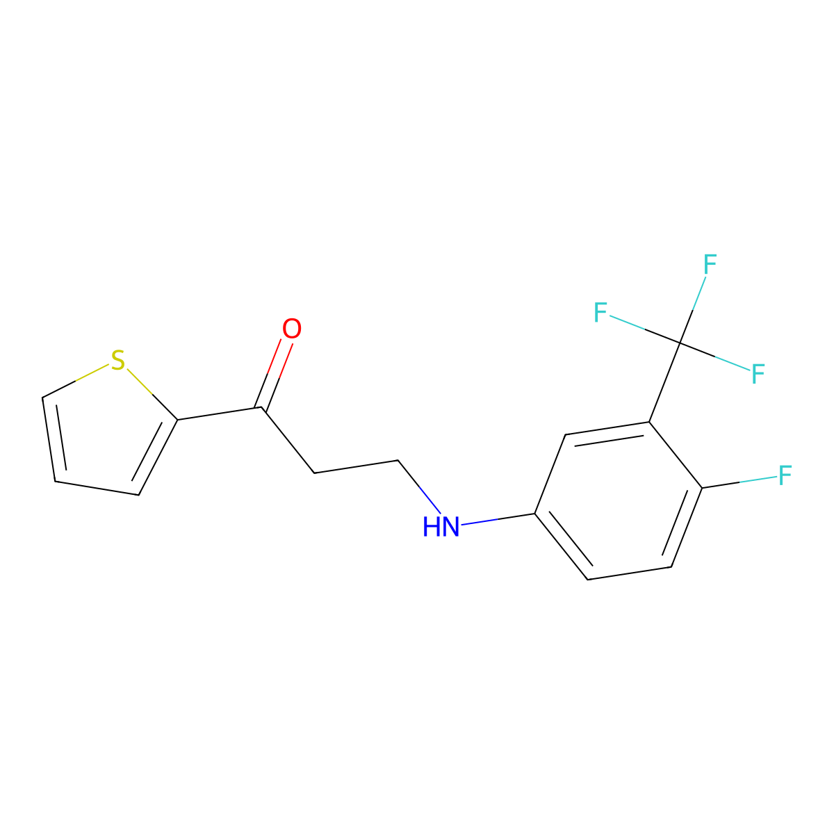 3-[4-Fluoro-3-(trifluoromethyl)anilino]-1-thiophen-2-ylpropan-1-one molecular structure, CAS 340182-27-6