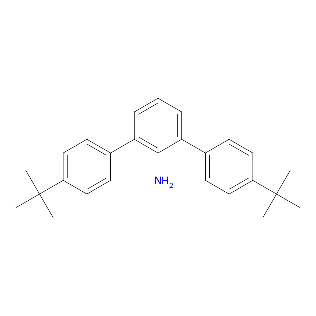 4,4''-Di-tert-butyl-[1,1':3',1''-terphenyl]-2'-amine molecular structure, CAS 340187-67-9