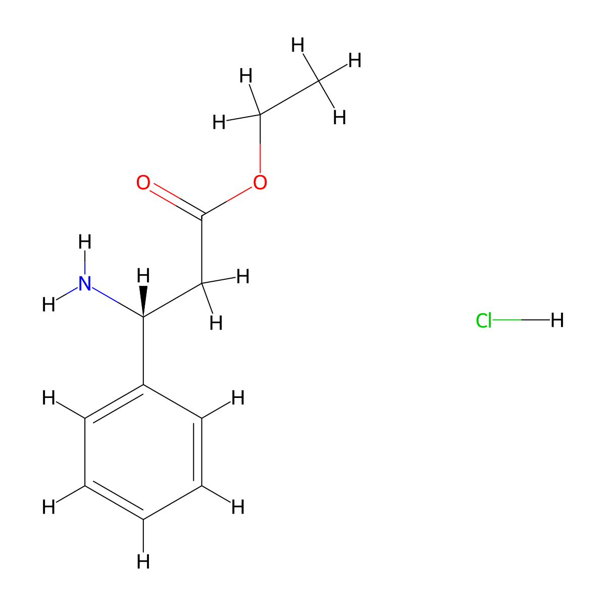ethyl (3R)-3-amino-3-phenylpropanoate hydrochloride molecular structure, CAS 340188-50-3