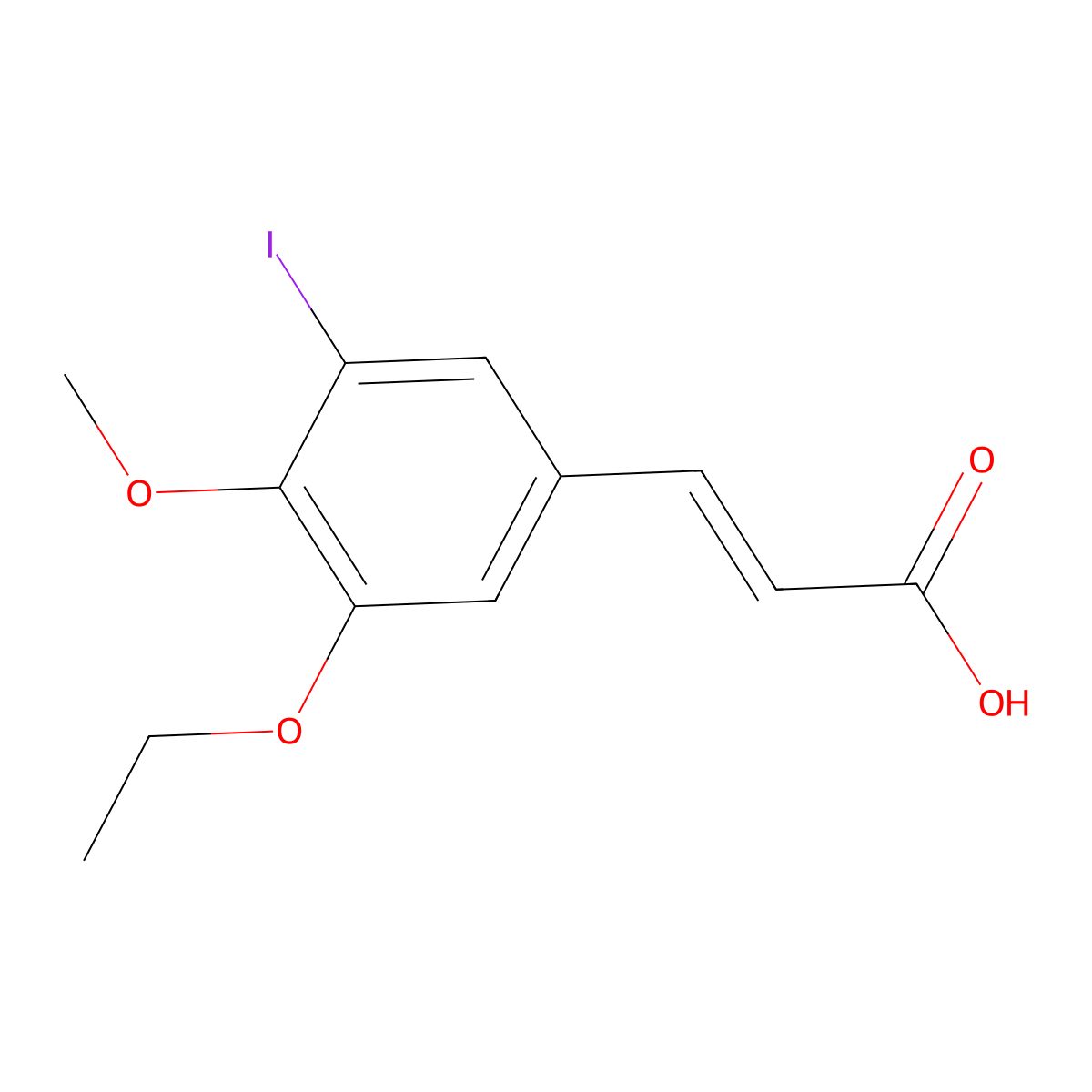 (2e)-3-(3-Ethoxy-5-iodo-4-methoxyphenyl)acrylic acid molecular structure, CAS 340216-06-0