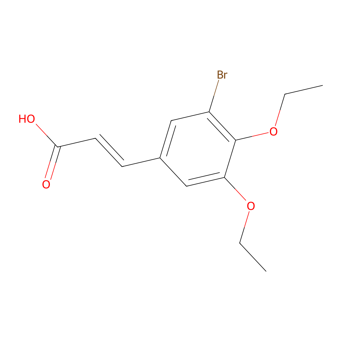 (2E)-3-(3-bromo-4,5-diethoxyphenyl)prop-2-enoic acid molecular structure, CAS 340216-10-6