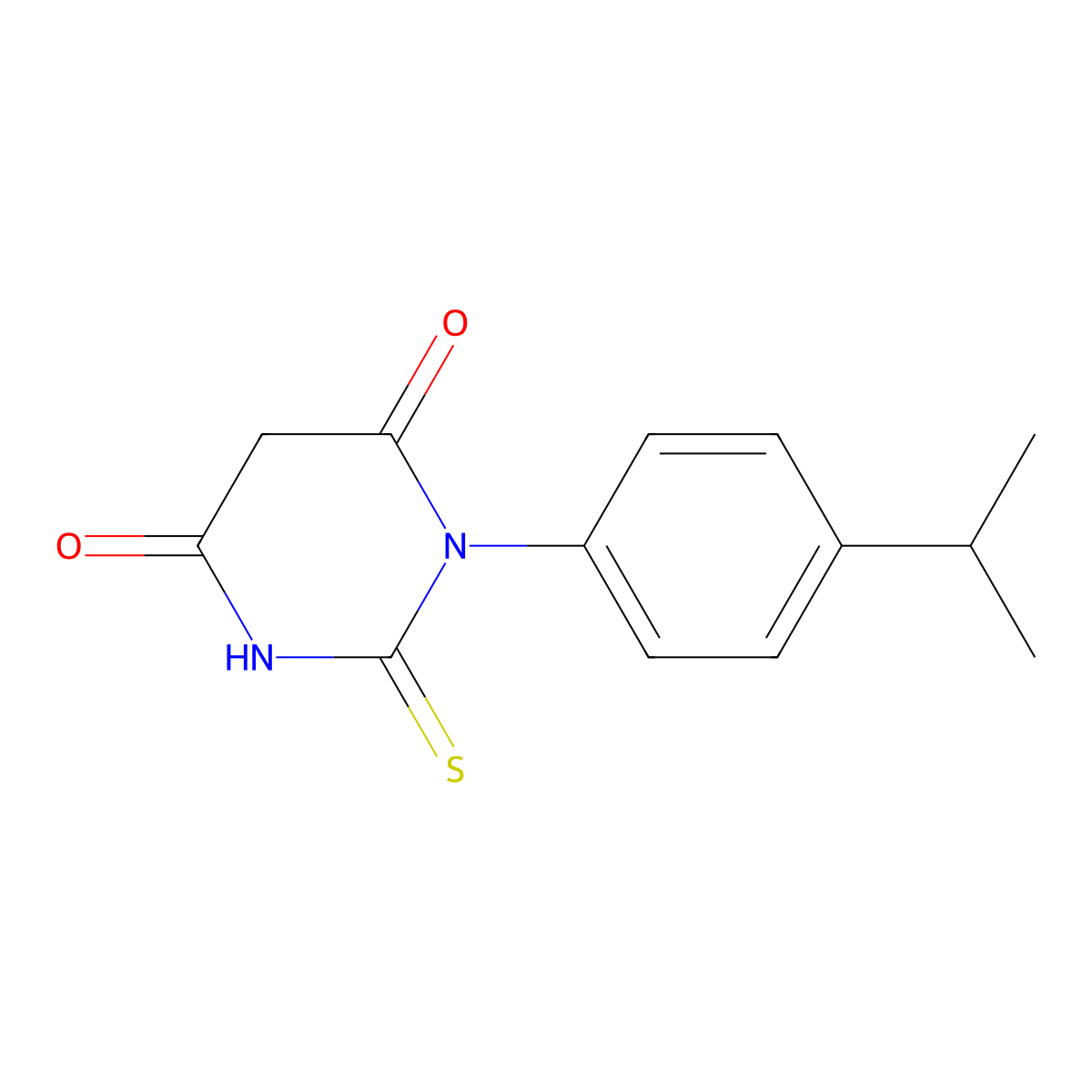 1-(4-Propan-2-ylphenyl)-2-sulfanylidene-1,3-diazinane-4,6-dione molecular structure, CAS 340216-39-9