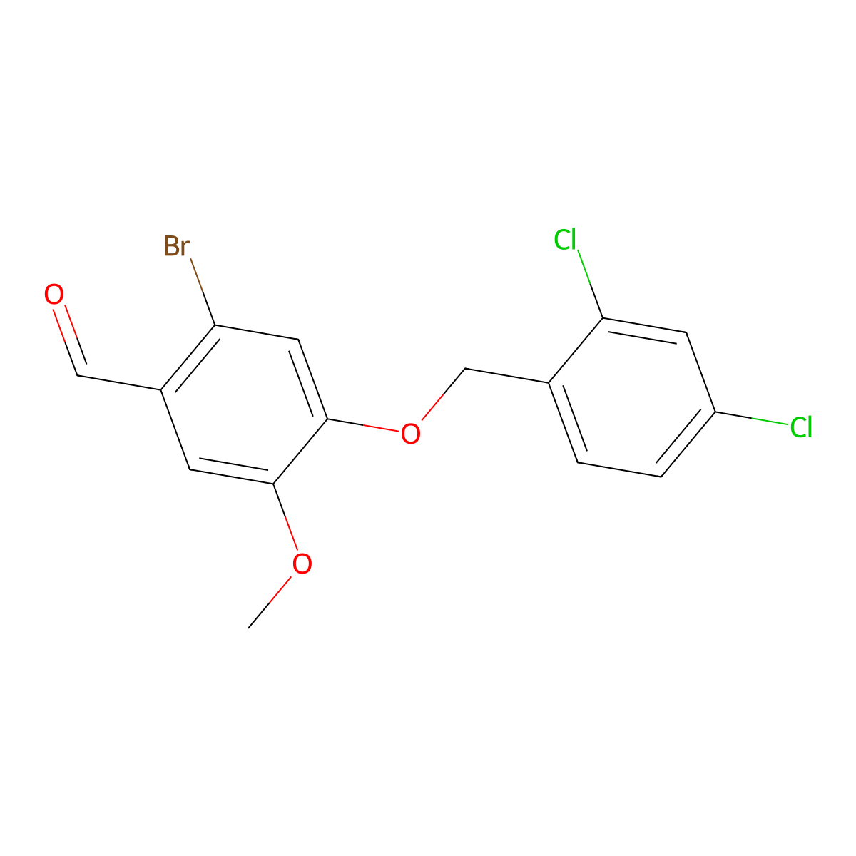 2-Bromo-4-[(2,4-dichlorobenzyl)oxy]-5-methoxybenzaldehyde molecular structure, CAS 340216-56-0
