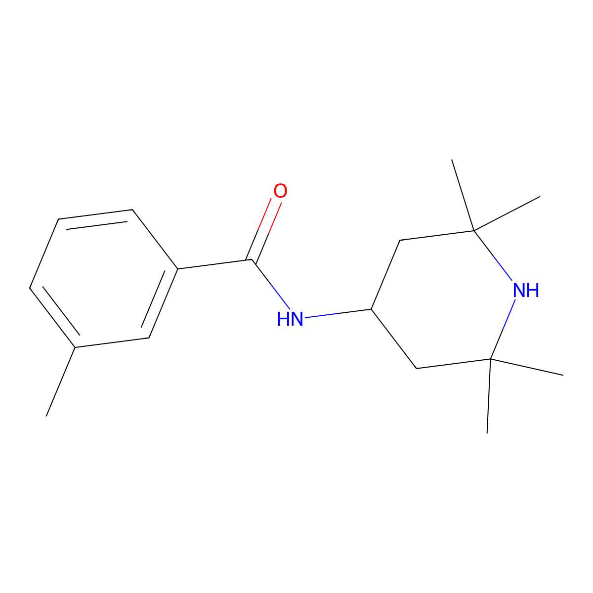 3-methyl-N-(2,2,6,6-tetramethylpiperidin-4-yl)benzamide molecular structure, CAS 340218-31-7