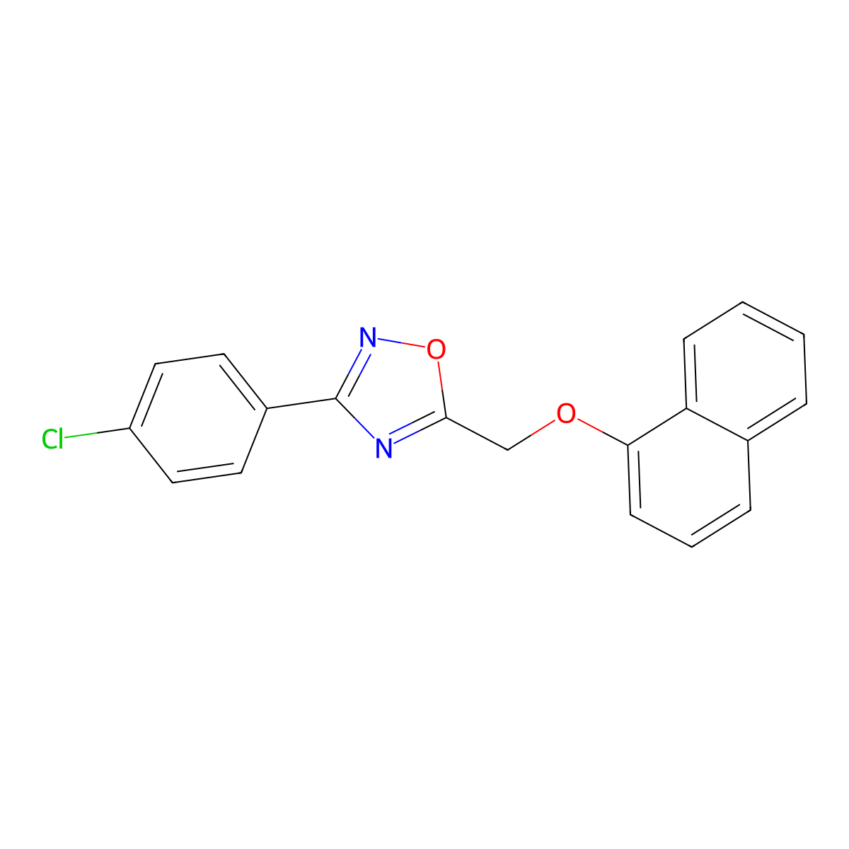 3-(4-Chlorophenyl)-5-[(naphthalen-1-yloxy)methyl]-1,2,4-oxadiazole molecular structure, CAS 340219-90-1