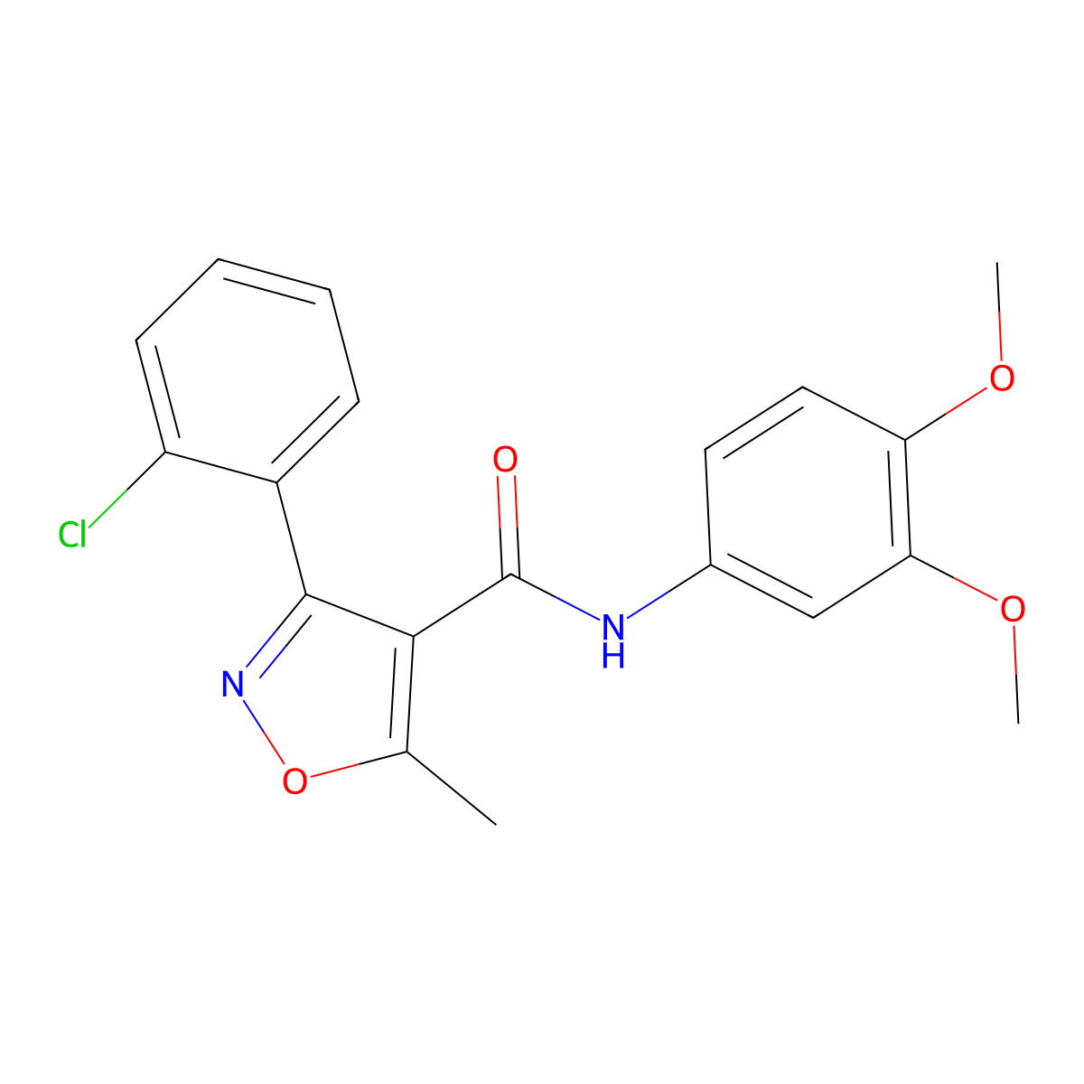 3-(2-chlorophenyl)-N-(3,4-dimethoxyphenyl)-5-methyl-1,2-oxazole-4-carboxamide molecular structure, CAS 340219-97-8