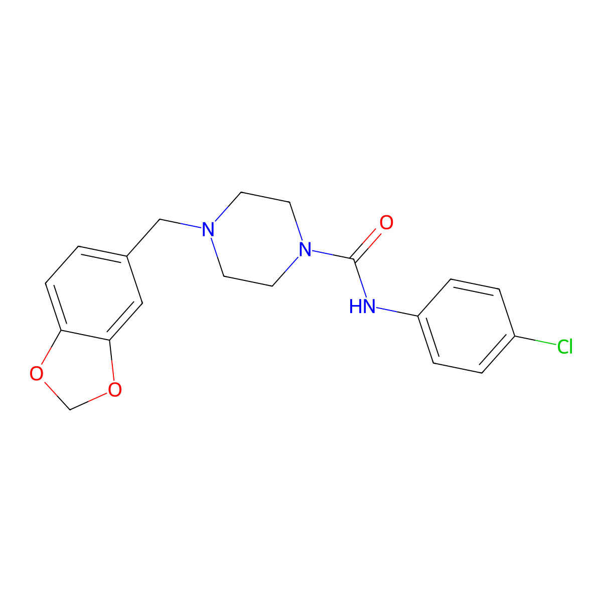 4-(1,3-benzodioxol-5-ylmethyl)-N-(4-chlorophenyl)piperazine-1-carboxamide molecular structure, CAS 340220-97-5
