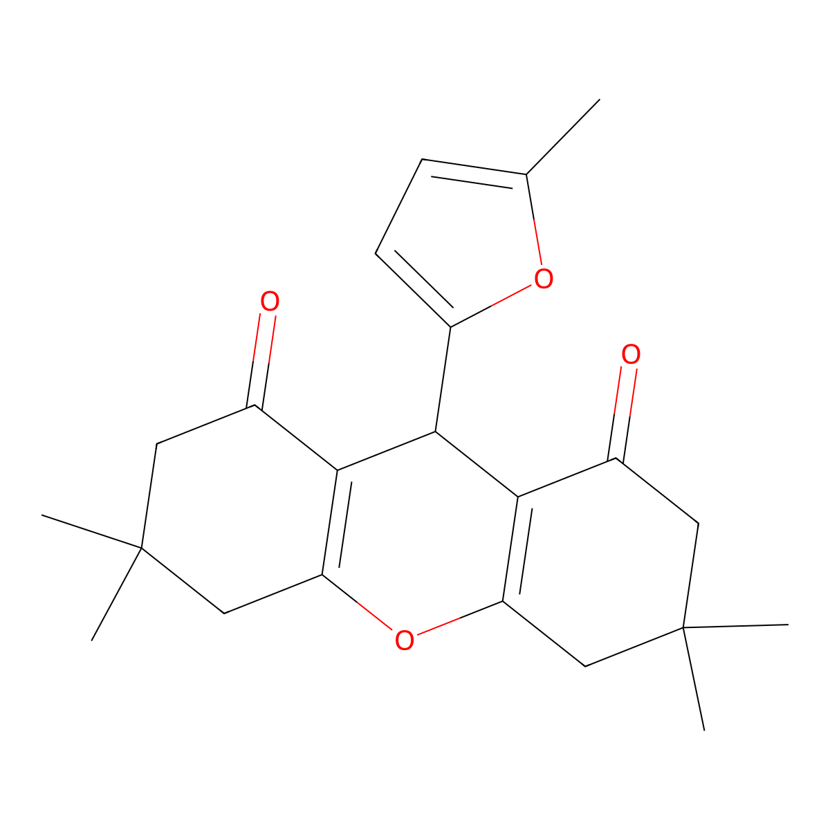 3,3,6,6-tetramethyl-9-(5-methylfuran-2-yl)-3,4,5,6,7,9-hexahydro-1H-xanthene-1,8(2H)-dione molecular structure, CAS 340221-72-9