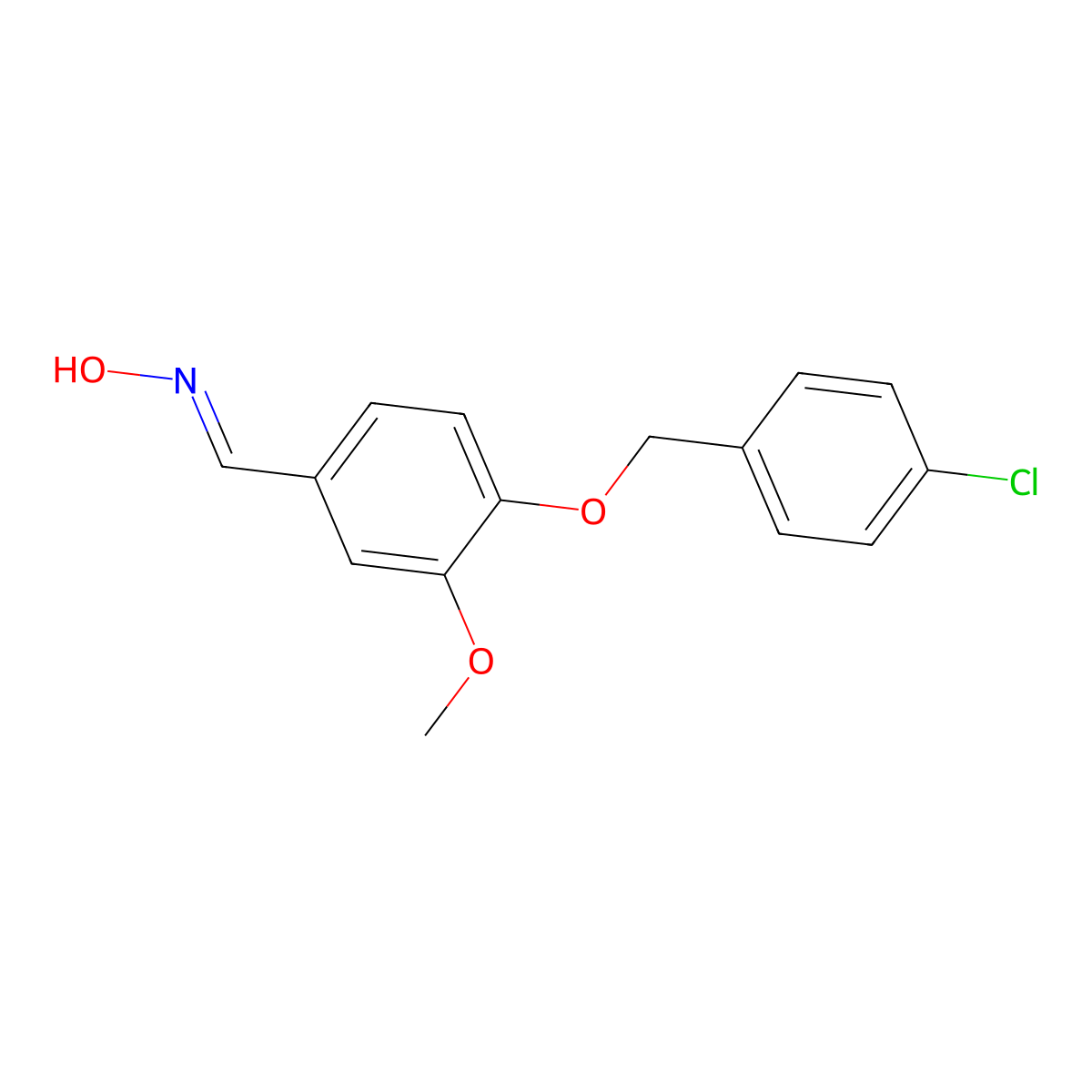 N-({4-[(4-chlorophenyl)methoxy]-3-methoxyphenyl}methylidene)hydroxylamine molecular structure, CAS 340223-70-3
