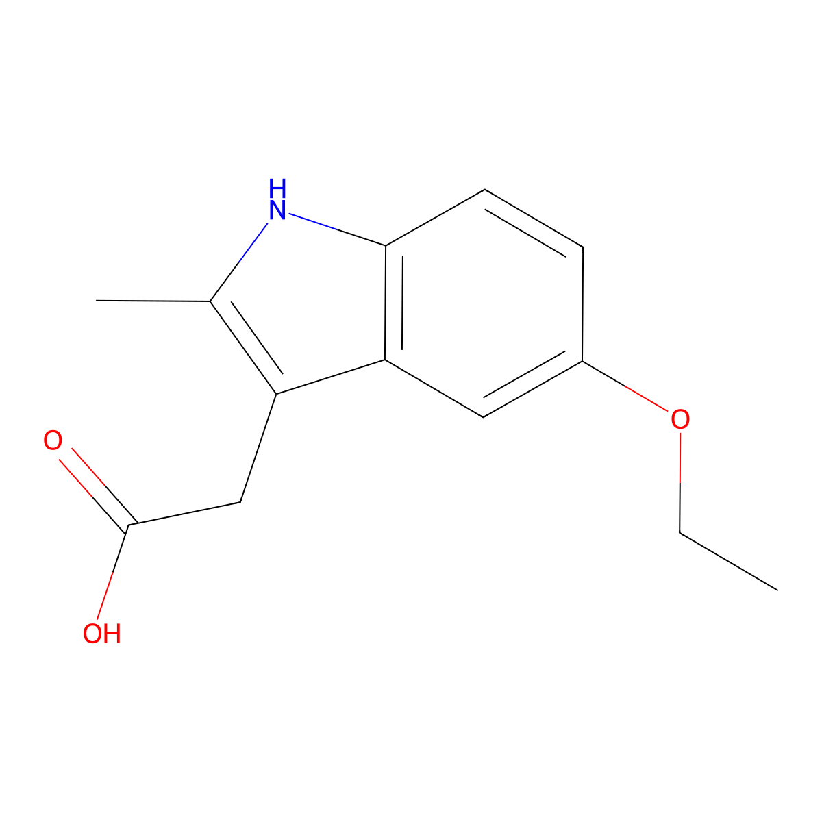 (5-ethoxy-2-methyl-1H-indol-3-yl)acetic acid molecular structure, CAS 34024-46-9
