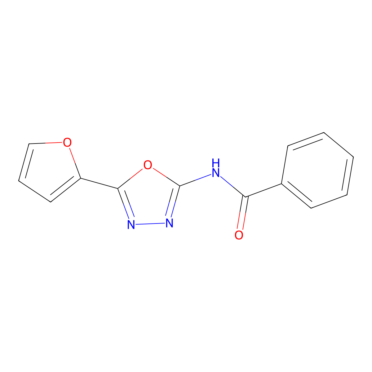 N-[5-(furan-2-yl)-1,3,4-oxadiazol-2-yl]benzamide molecular structure, CAS 340258-80-2