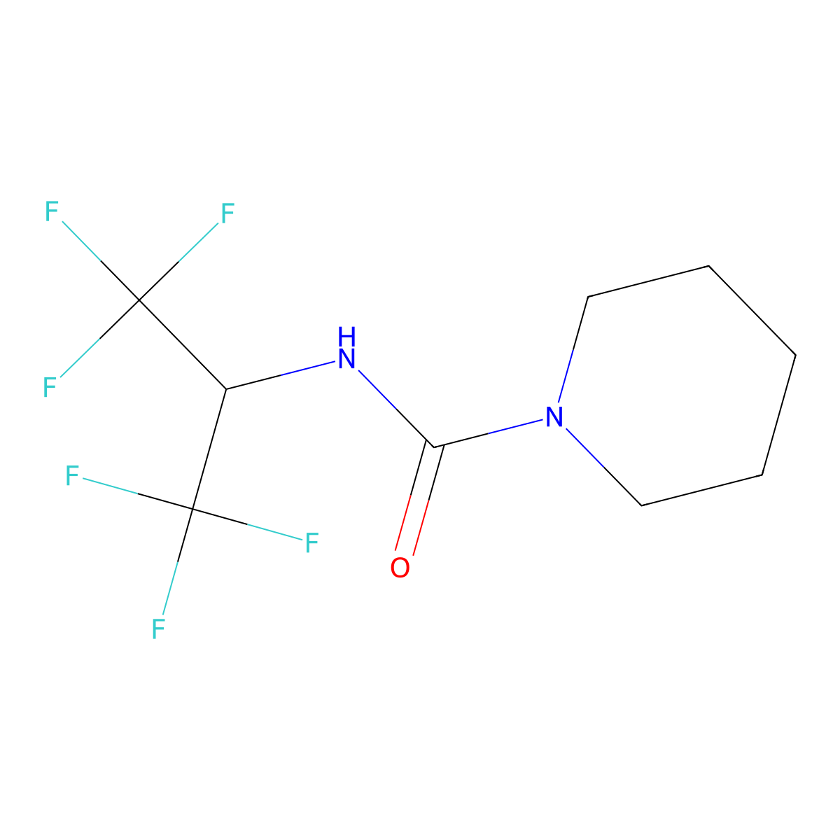 N-(1,1,1,3,3,3-hexafluoropropan-2-yl)piperidine-1-carboxamide molecular structure, CAS 340265-15-8