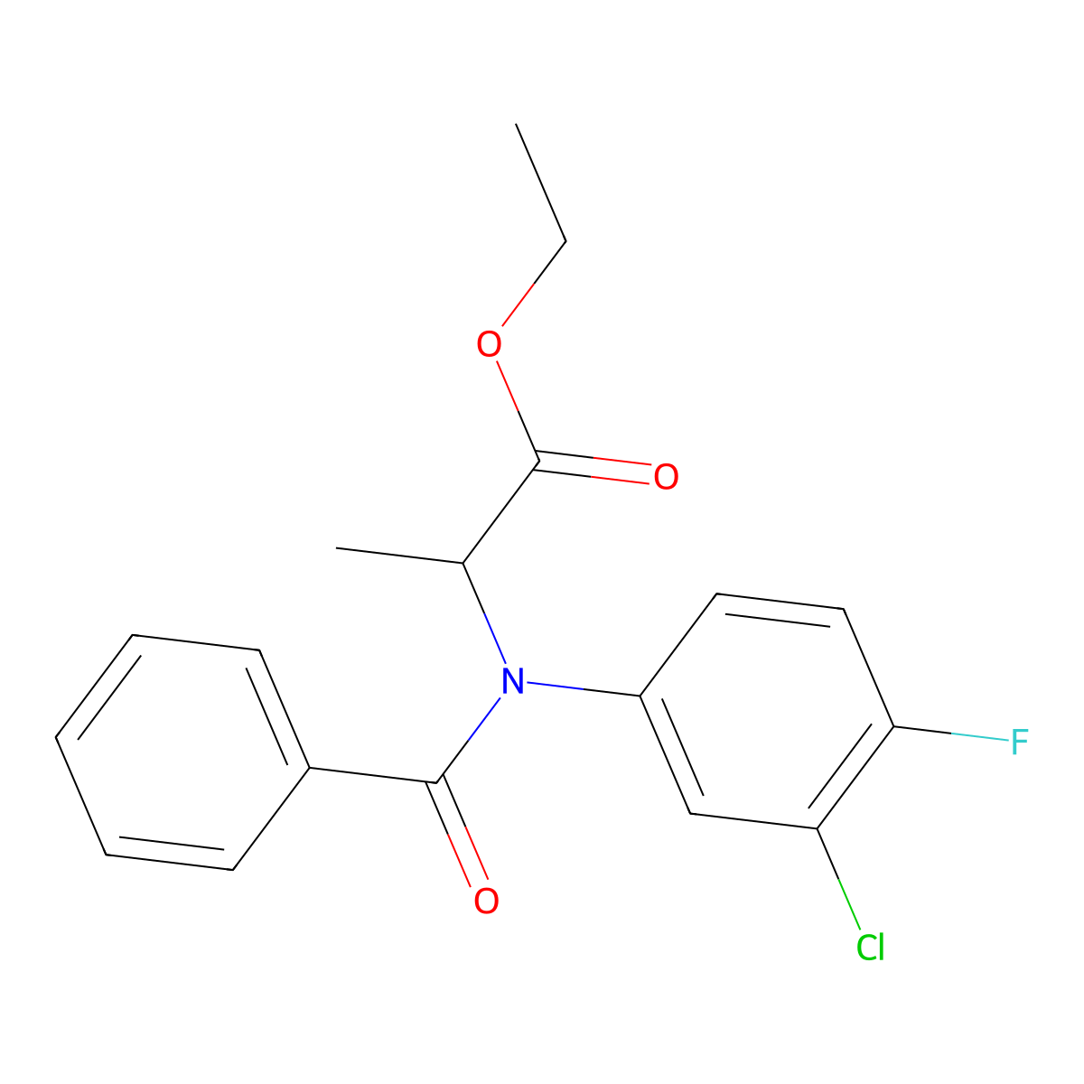 Ethyl 2-(benzoyl-3-chloro-4-fluoroanilino)propanoate molecular structure, CAS 34029-27-1