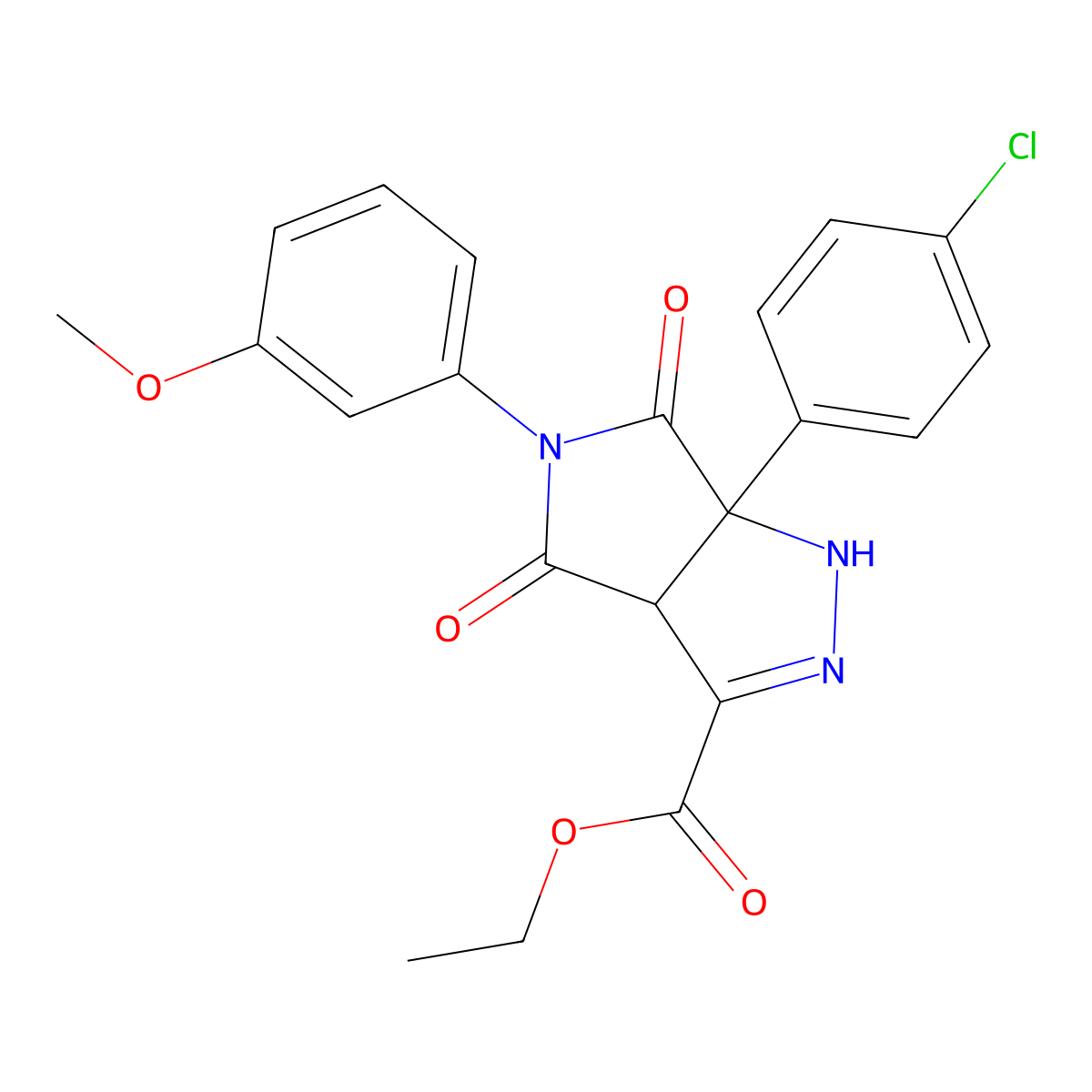 Ethyl 6a-(4-chlorophenyl)-5-(3-methoxyphenyl)-4,6-dioxo-1,3a,4,5,6,6a-hexahydropyrrolo[3,4-c]pyrazole-3-carboxylate molecular structure, CAS 340295-17-2