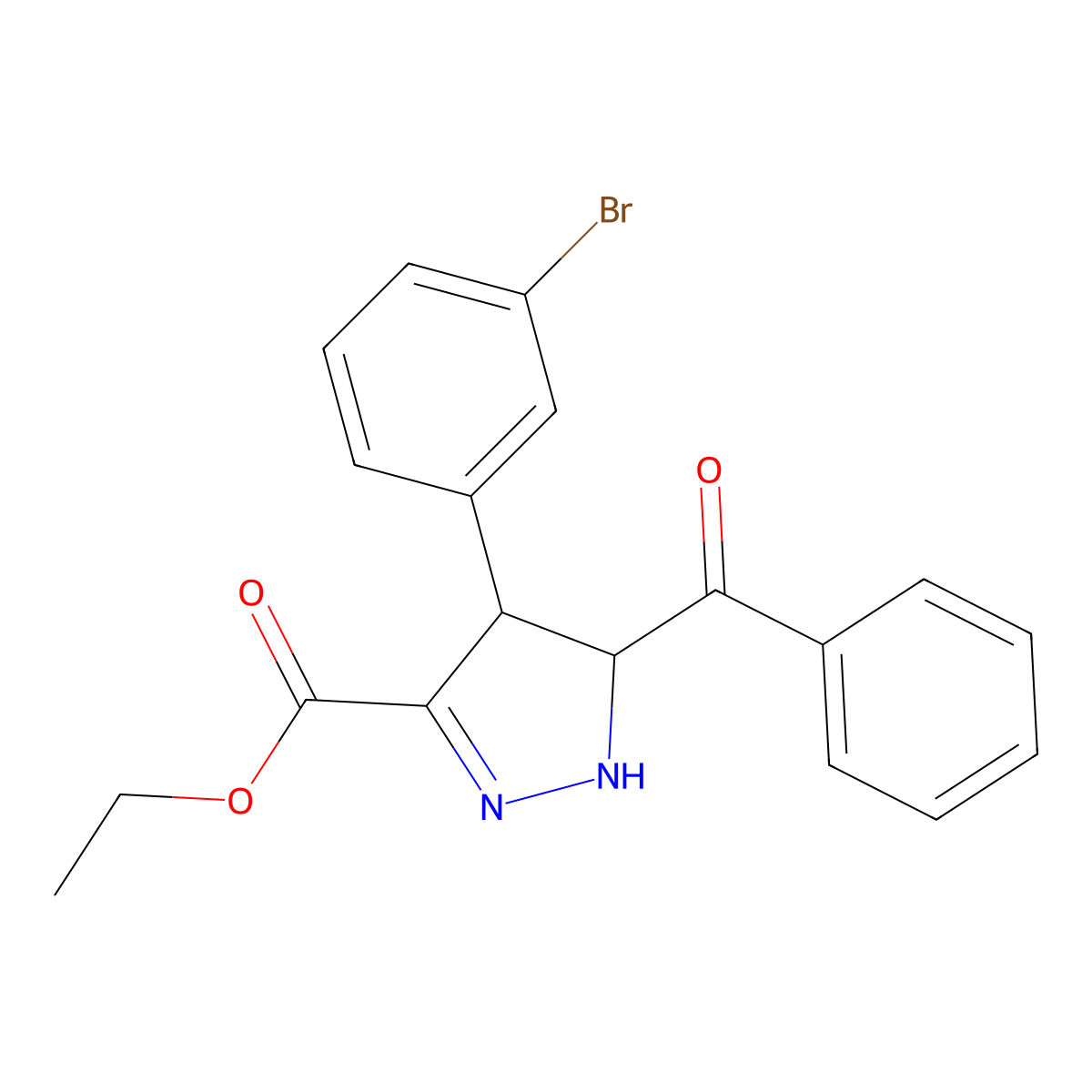 ethyl 5-benzoyl-4-(3-bromophenyl)-4,5-dihydro-1H-pyrazole-3-carboxylate molecular structure, CAS 340295-61-6
