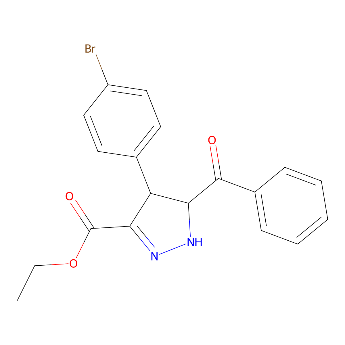 ethyl 5-benzoyl-4-(4-bromophenyl)-4,5-dihydro-1H-pyrazole-3-carboxylate molecular structure, CAS 340295-62-7
