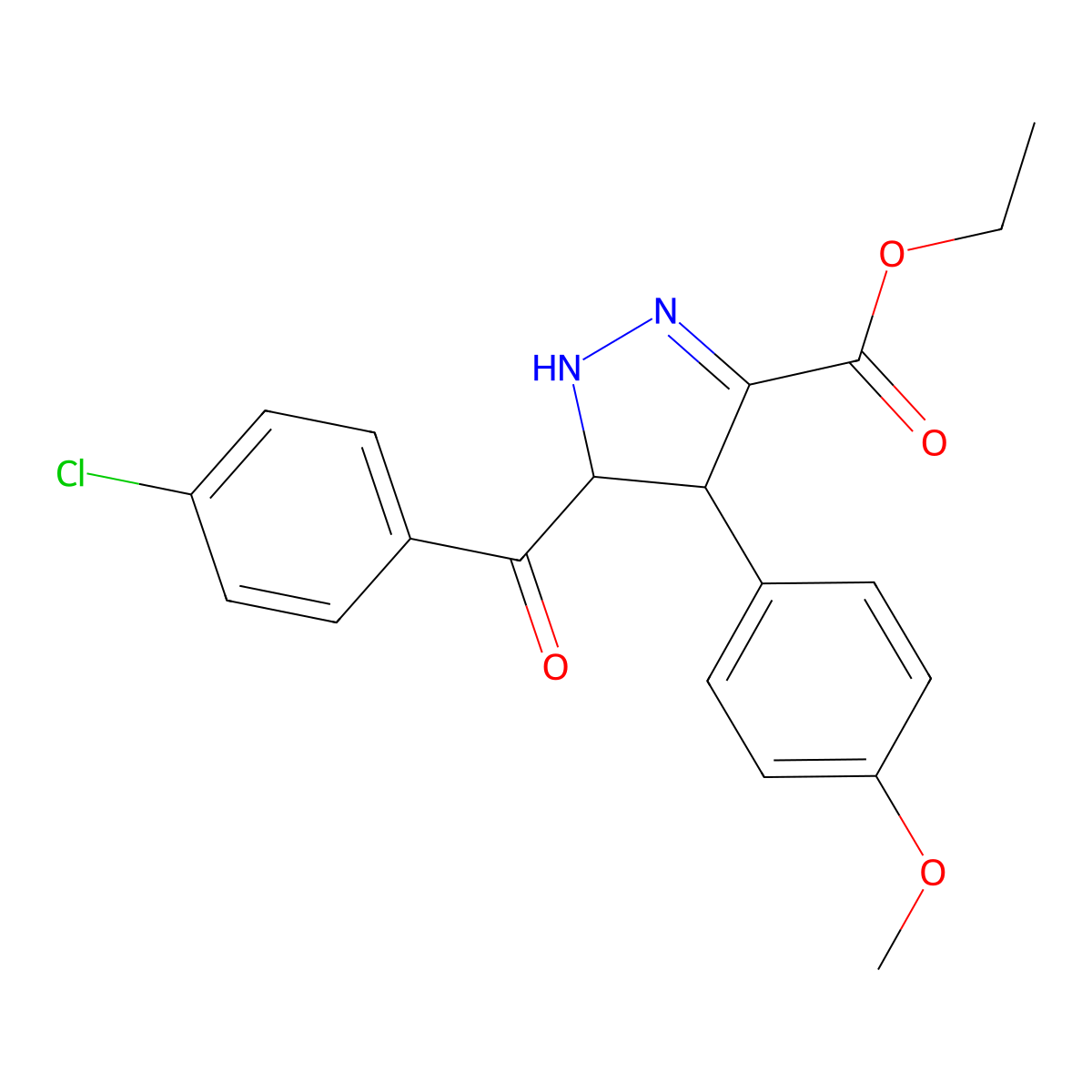ethyl 5-(4-chlorobenzoyl)-4-(4-methoxyphenyl)-4,5-dihydro-1H-pyrazole-3-carboxylate molecular structure, CAS 340295-67-2