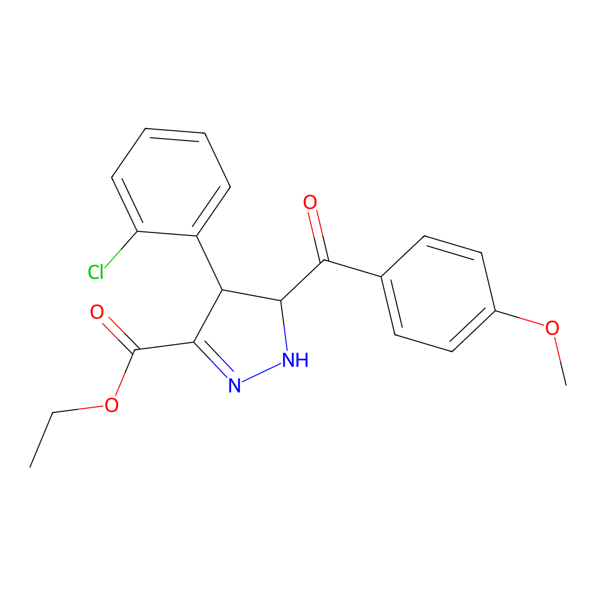 ethyl 4-(2-chlorophenyl)-5-(4-methoxybenzoyl)-4,5-dihydro-1H-pyrazole-3-carboxylate molecular structure, CAS 340296-08-4