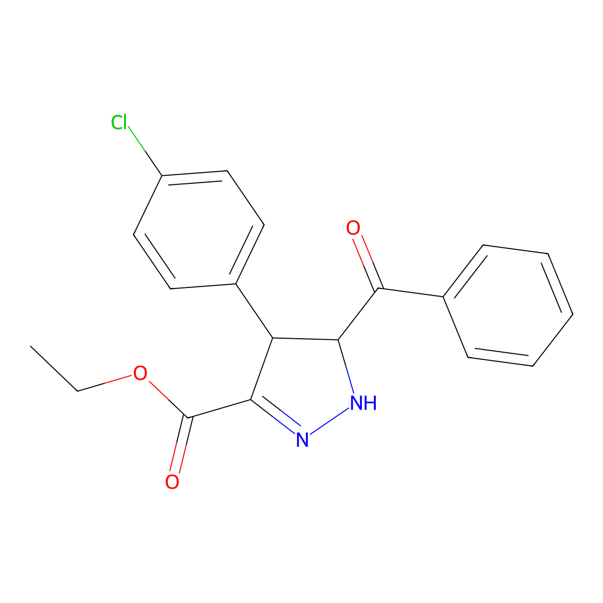 ethyl 5-benzoyl-4-(4-chlorophenyl)-4,5-dihydro-1H-pyrazole-3-carboxylate molecular structure, CAS 340296-09-5