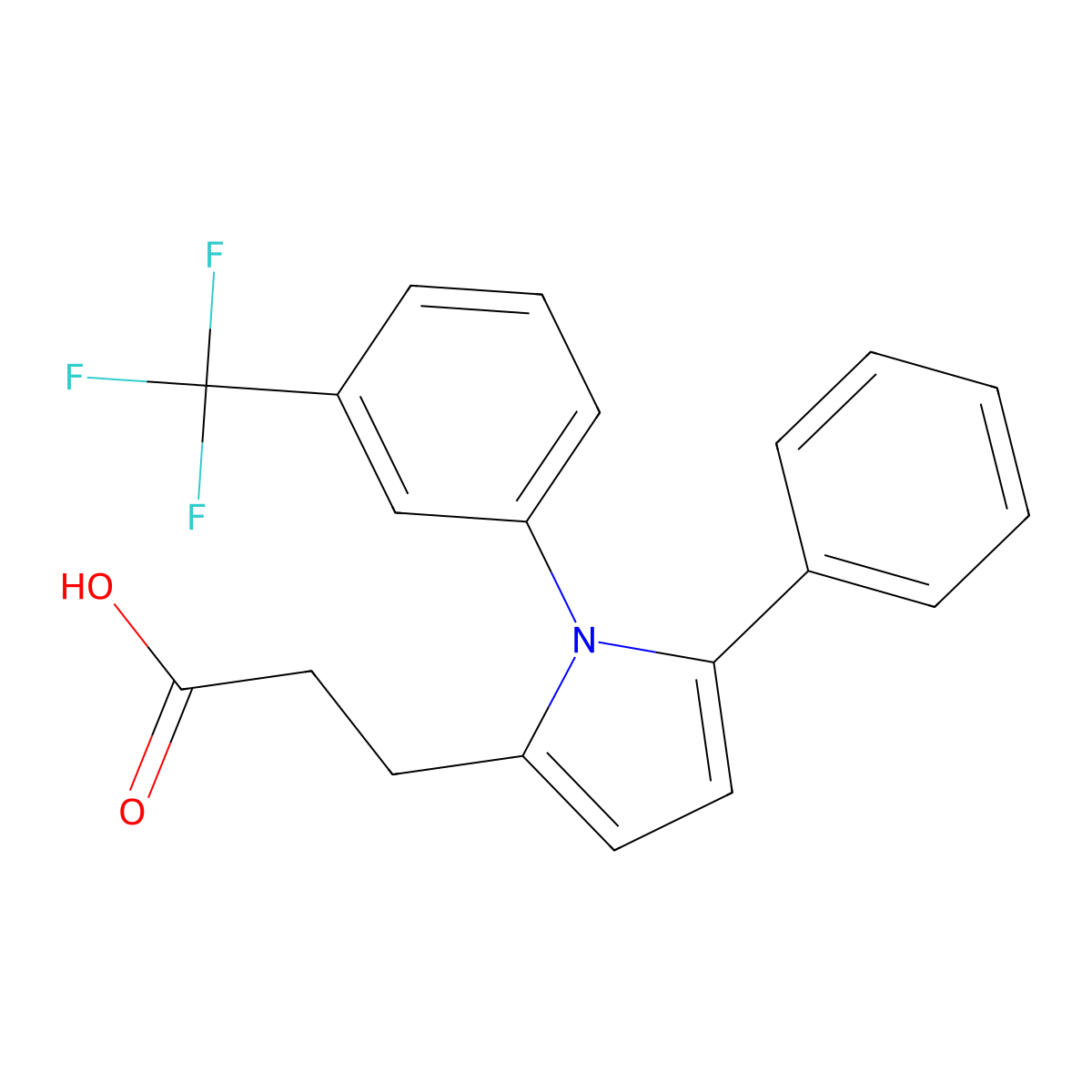 3-{5-phenyl-1-[3-(trifluoromethyl)phenyl]-1H-pyrrol-2-yl}propanoic acid molecular structure, CAS 340296-57-3