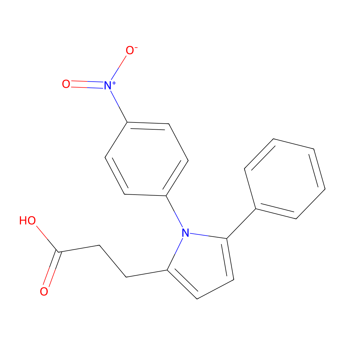 3-[1-(4-nitrophenyl)-5-phenyl-1H-pyrrol-2-yl]propanoic acid molecular structure, CAS 340296-59-5