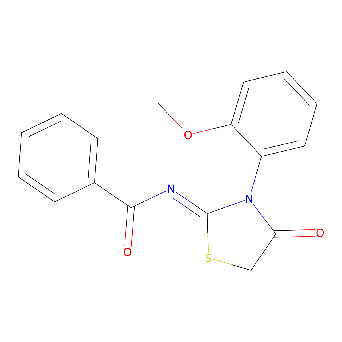 (Z)-N-(3-(2-methoxyphenyl)-4-oxothiazolidin-2-ylidene)benzamide molecular structure, CAS 340296-79-9