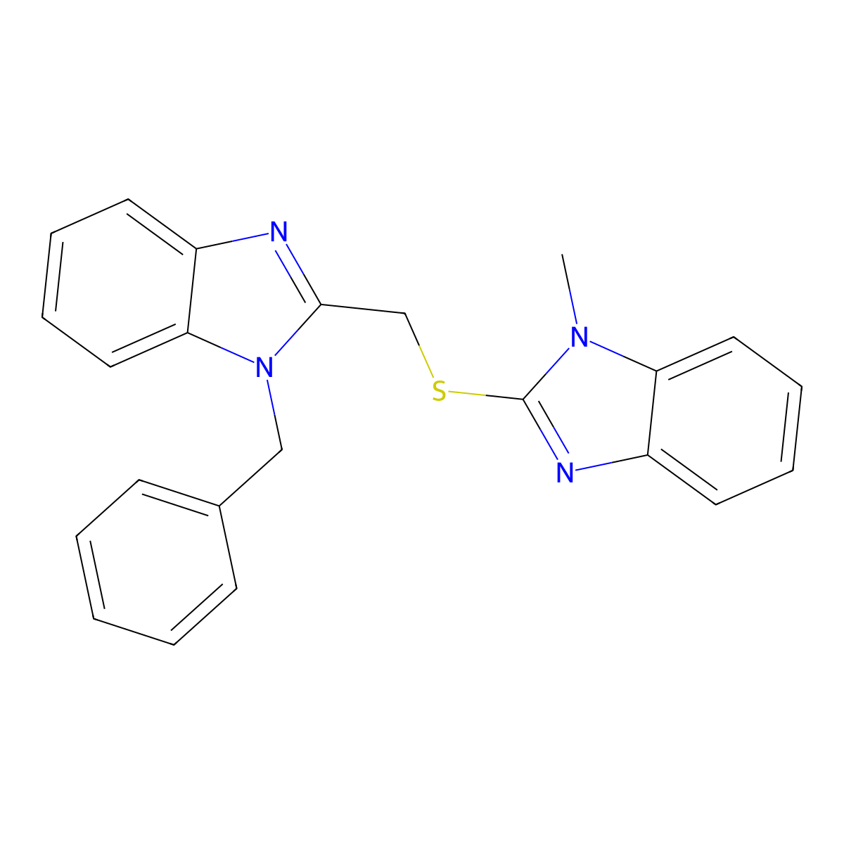 1-Benzyl-2-[(1-methylbenzimidazol-2-yl)sulfanylmethyl]benzimidazole molecular structure, CAS 340297-12-3