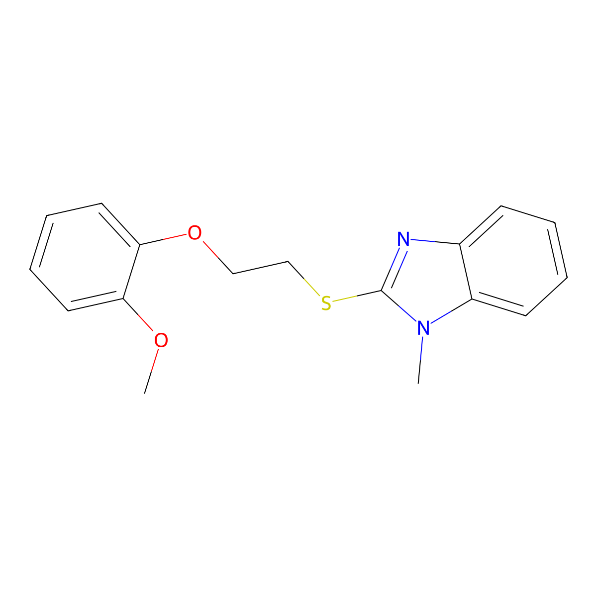 2-{[2-(2-methoxyphenoxy)ethyl]sulfanyl}-1-methyl-1H-benzimidazole molecular structure, CAS 340297-13-4