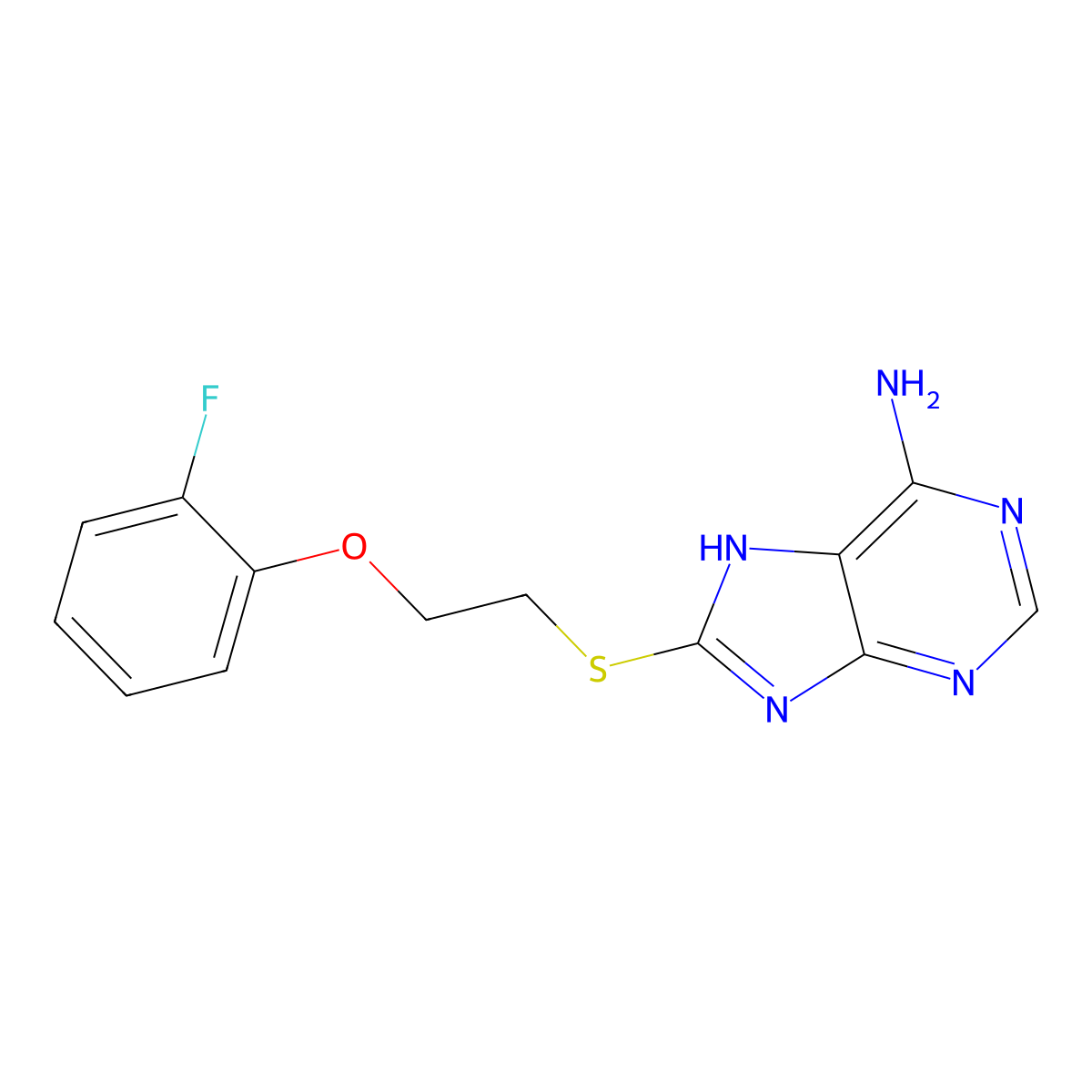 8-[2-(2-fluorophenoxy)ethylsulfanyl]-7H-purin-6-amine molecular structure, CAS 340297-14-5