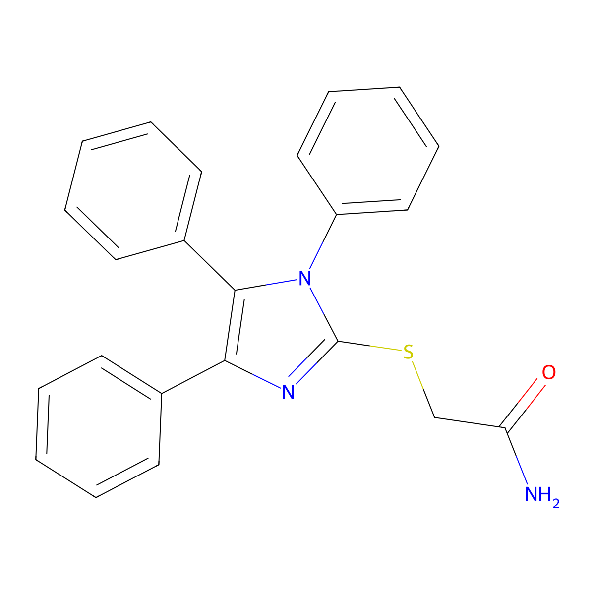 2-(1,4,5-Triphenylimidazol-2-yl)sulfanylacetamide molecular structure, CAS 340297-18-9