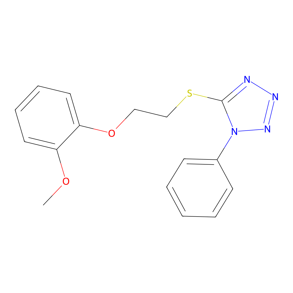 5-[2-(2-Methoxyphenoxy)ethylsulfanyl]-1-phenyltetrazole molecular structure, CAS 340297-24-7
