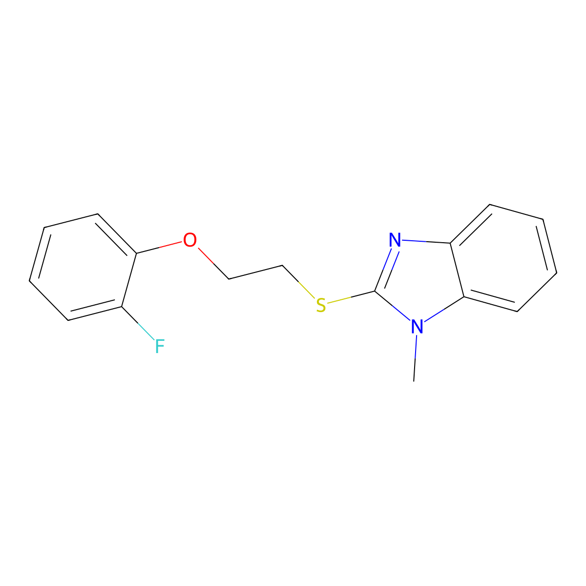 2-[2-(2-Fluorophenoxy)ethylsulfanyl]-1-methylbenzimidazole molecular structure, CAS 340297-30-5