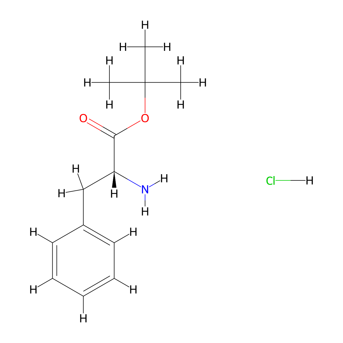 tert-butyl (2R)-2-amino-3-phenylpropanoate hydrochloride molecular structure, CAS 3403-25-6